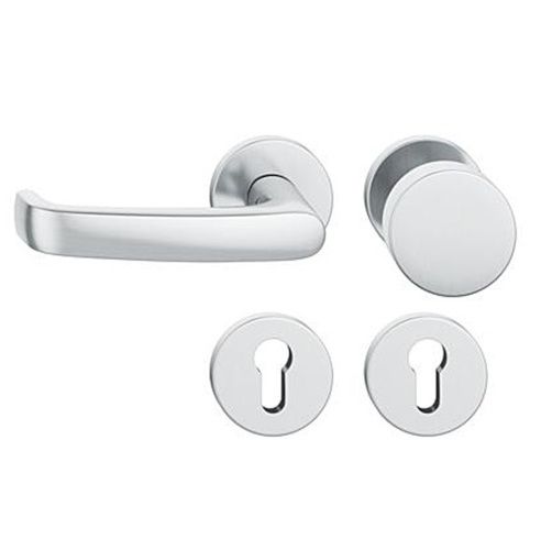 FSB 79 1045 rokturpogas grt. ar apaļām PZ rozetēm ugunsdrošām evakuācijas durvīm, nerūsējošais tērauds matēti slīpēts, KREISĀ