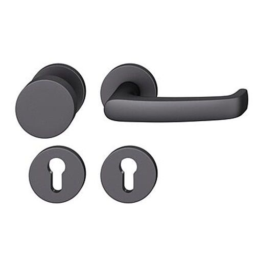 FSB 79 1045 door knob set with PZ round roses for fireproof emergency doors, matt black S8,RIGHT