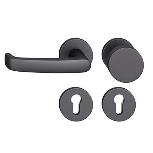 FSB 79 1045 door knob set with PZ round roses for fireproof emergency doors, matt black S8,LEFT