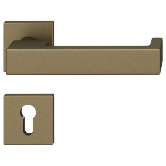 FSB 79 1074 handle set with PZ square roses for fireproof emergency doors, medium dark bronze S5