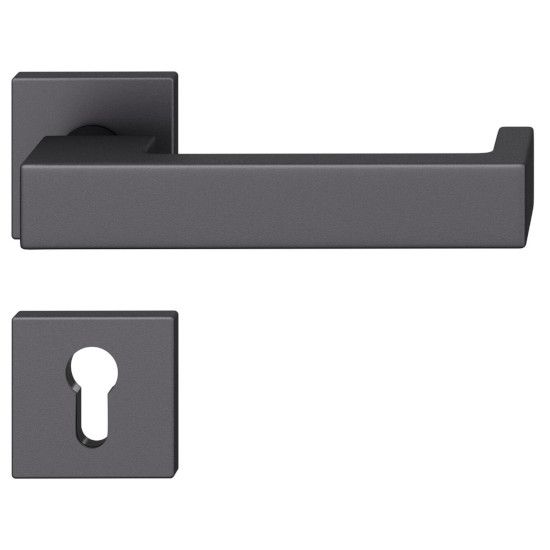 FSB 79 1074 handle set with PZ square roses for fireproof emergency doors, matt black S8