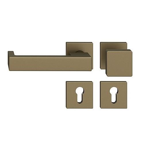 FSB 79 1074 door knob set with PZ square roses for fireproof emergency doors, medium dark bronze S5,LEFT
