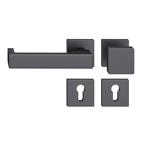 FSB 79 1074 door knob set with PZ square roses for fireproof emergency doors, matt black S8,LEFT