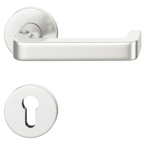 FSB 79 1134 handle set with PZ round roses for fireproof emergency doors, natural aluminium F1