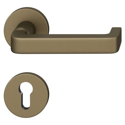 FSB 79 1134 handle set with PZ round roses for fireproof emergency doors, medium dark bronze S5