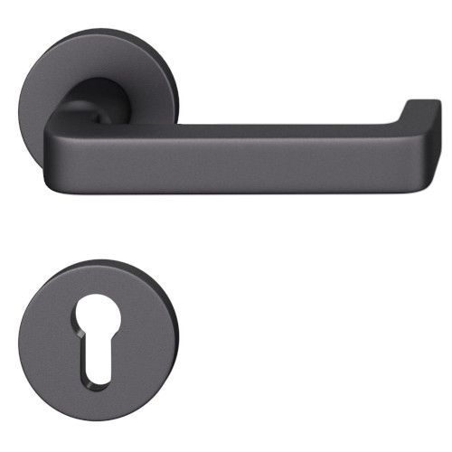 FSB 79 1134 handle set with PZ round roses for fireproof emergency doors, matt black S8