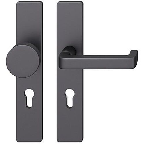 FSB 79 1134 door knob set with backplates for fireproof emergency doors, PZ 92mm, aluminium matt black S8,RIGHT