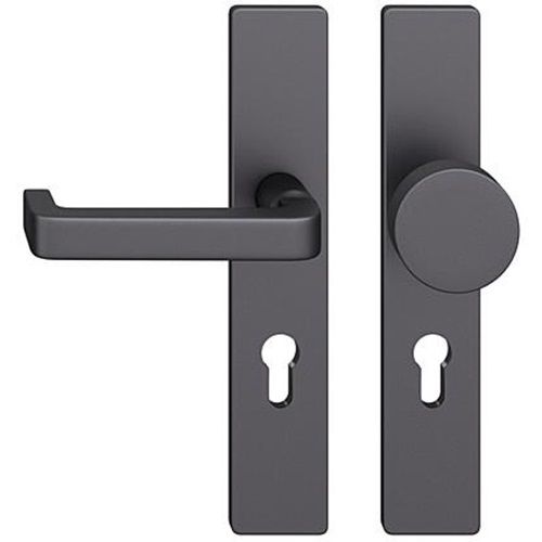 FSB 79 1134 door knob set with backplates for fireproof emergency doors, PZ 72mm, aluminium matt black S8,LEFT