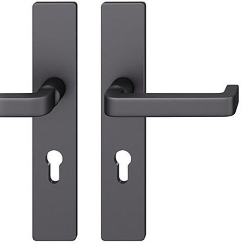 FSB 79 1134 handle set with backplates for fireproof emergency doors, PZ 92mm, matt black S8,RIGHT