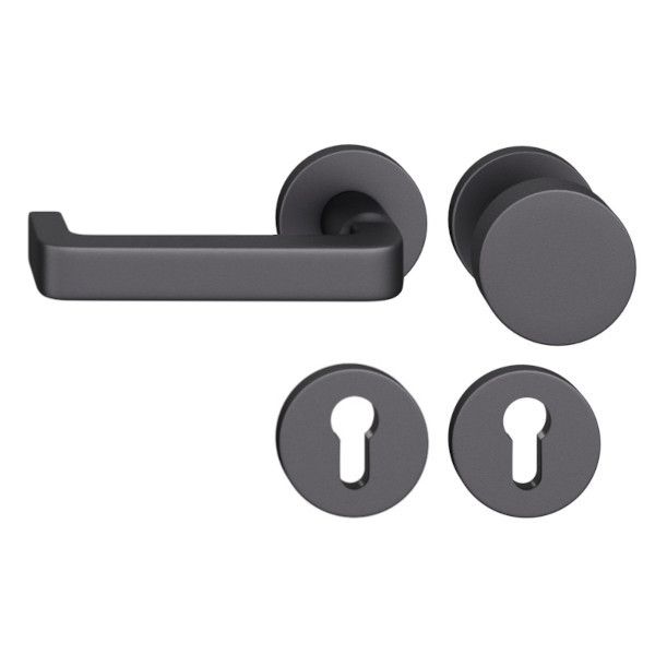 FSB 79 1134 rokturpogas grt. ar apaļām PZ rozetēm ugunsdrošām evakuācijas durvīm, alumīnijs graudaini matēts melns S8, KREISĀ