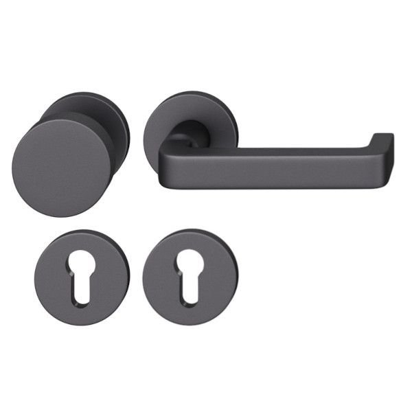 FSB 79 1134 rokturpogas grt. ar apaļām PZ rozetēm ugunsdrošām evakuācijas durvīm, alumīnijs graudaini matēts melns S8, LABĀ