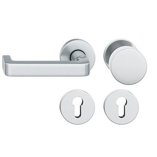 FSB 79 1134 rokturpogas grt. ar apaļām PZ rozetēm ugunsdrošām evakuācijas durvīm, nerūsējošais tērauds matēti slīpēts, KREISĀ