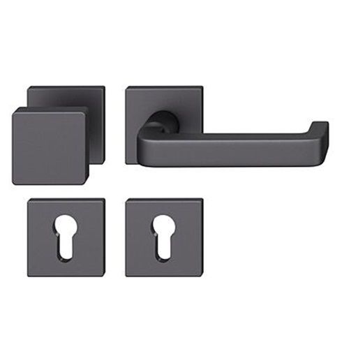 FSB 79 1134  door knob set with PZ square roses for fireproof emergency doors, matt black S8,RIGHT