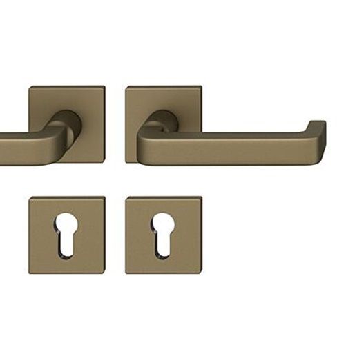 FSB 79 1134 handle set with PZ square roses for fireproof emergency doors, medium dark bronze S5