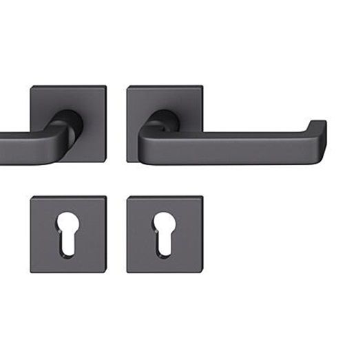 FSB 79 1134 handle set with PZ square roses for fireproof emergency doors, matt black S8