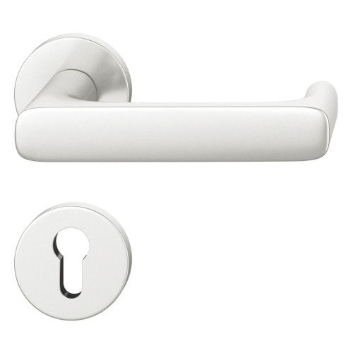FSB 79 1290 handle set with PZ round roses for fireproof emergency doors, natural aluminium F1