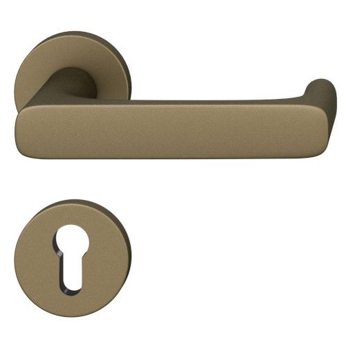 FSB 79 1290 handle set with PZ round roses for fireproof emergency doors, medium dark bronze S5
