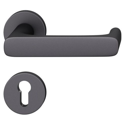 FSB 79 1290 handle set with PZ round roses for fireproof emergency doors, matt black S8