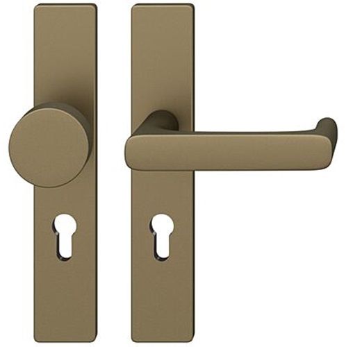 FSB 79 1290 door knob set with backplates for fireproof emergency doors, PZ 72mm, medium dark bronze S5,RIGHT