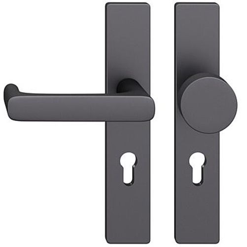 FSB 79 1290 door knob set with backplates for fireproof emergency doors, PZ 72mm, aluminium matt black S8,LEFT