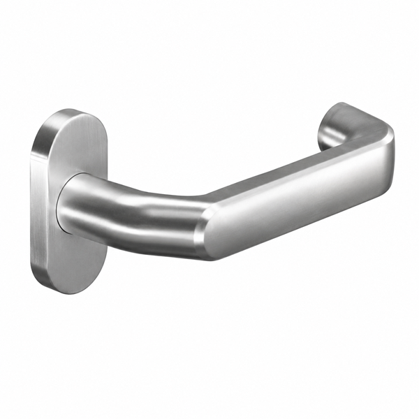 Handle for framed doors 8116 PREMIUM PR on oval rose, stainless steel