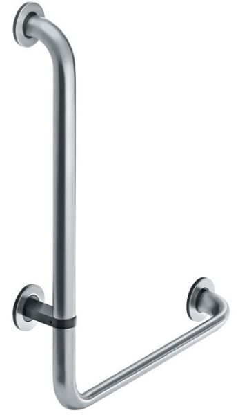 Leņķveida atbalsta rokturis-marga 90° WC un dušas telpām,748x300x36/22mm, matēts nerūsējošais tērauds, kreisais