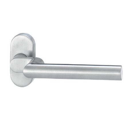 Handle for framed doors  ARES 148 on oval rose, 8 mm, stainless steel