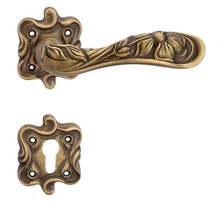 ARTE handle set with roses 091 PZ, patine matt