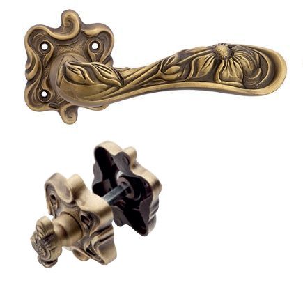ARTE handle set with roses 091 WC 225NT, patine matt