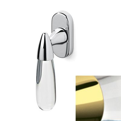 Logu rokturis AURORA K164, misiņš pulēti zeltīts PVD + caurspīdīgs stikls (Z6)