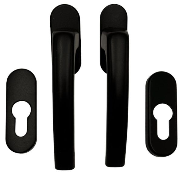 Handle/oval rose set for balcony doors, F5 bronze tone