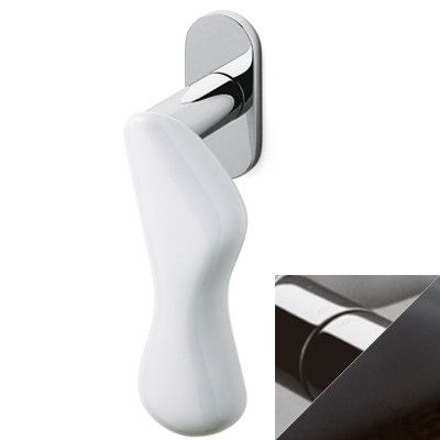 Window handle CHELSEA PORCELLANA K232B, brass chrome-plated, polished + black porcelain, matt (CE)