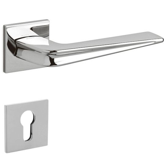 CHEVRON handle/rose set.PZ, polished chrome