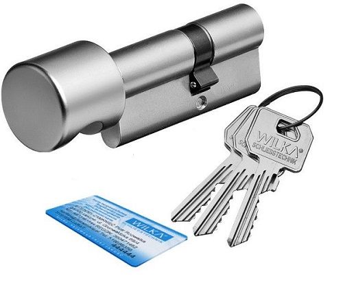 Profilcilindrs ar pogu 1400/C PREMIUM 35-35, misiņš niķelēts