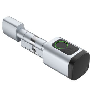 Viedais profilcilindrs V1 ar pogu, ar biometriju, kodu un RFID lasītāju, sudraba kr.