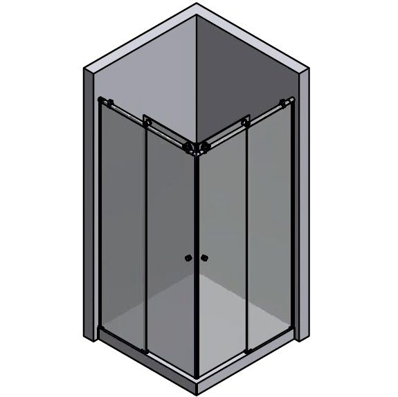 COLETTE sliding system for corner shower 1000x1000mm, with U-profile connector with wall, matt st. steel