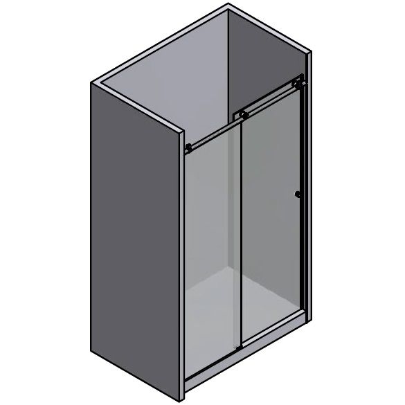 COLETTE sliding system for alcove shower 1500mm, with U-profile connector with wall, matt st. steel