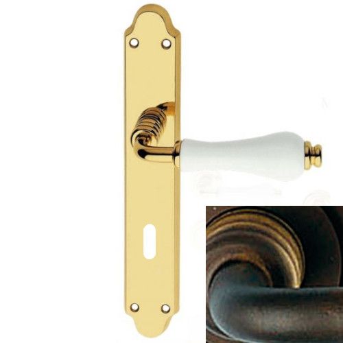 DALIA handle set with backplates BB/72mm, matt bronze + white porcelain