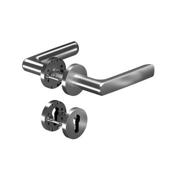 8115 PREMIUM FS fire safety door handle set with roses PZ, 9mm, stainless steel