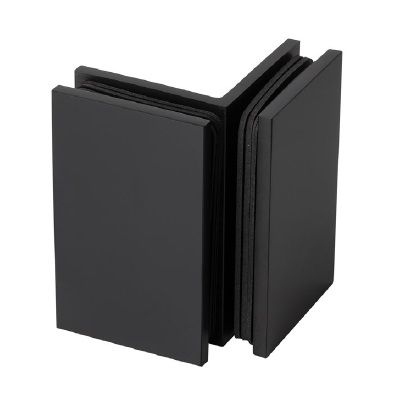 Stūra savienotājs duškabīnēm ECONOMY - stikls/stikls, melns matēts