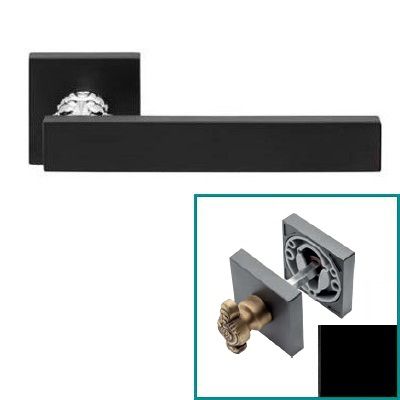 ERA handle set with roses 019 WC 225NT, matt black + polished chrome