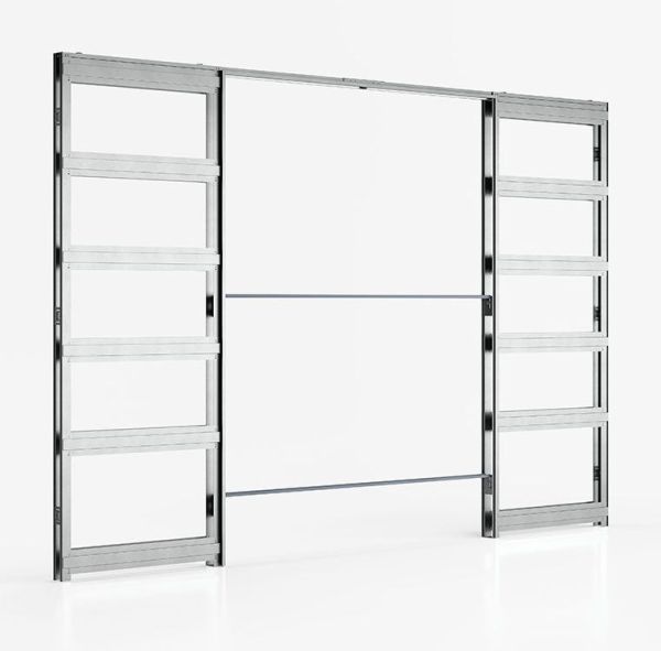 EVOKIT komplekts divvērtņu durvīm - siena 125mm, atvērums 1800 x 2000/2100mm