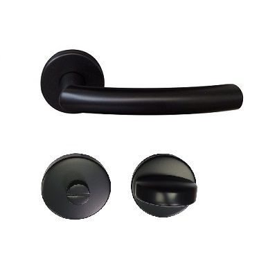 FAIR II-R handle/rose set WC, stainless steel, black colour coated
