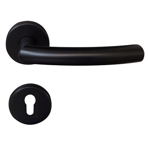 FAIR II-R handle/rose set PZ, stainless steel, black colour coated