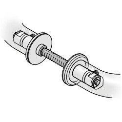 05 0580 Back-to-back fixing for double-sided pull handles, M8, door thickness 55-74mm , galvanized steel