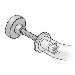 05 0580 Bolt through-fixing for pull handles Ø25/30 mm, M8, Ø13 mm, door thickness 35-44mm, galvanized steel / fixing rose: aluminium pure