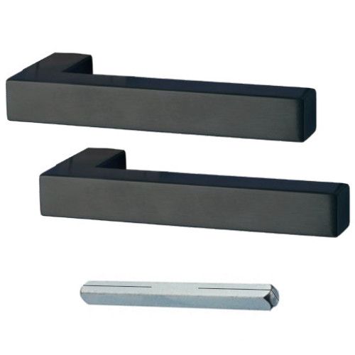 GALINA II SQUARE rokturu pāris stikla durvīm BEZ rozetēm, matēts melns