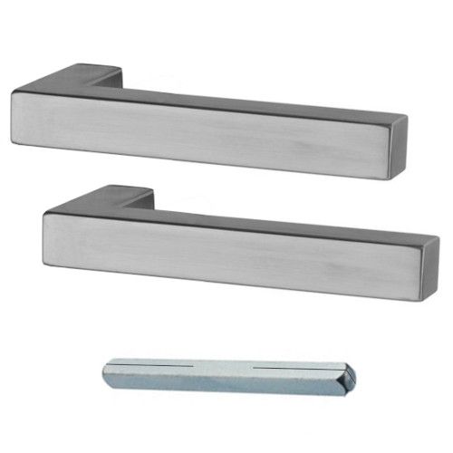 GALINA II SQUARE rokturu pāris stikla durvīm BEZ rozetēm, nerūs.tērauds