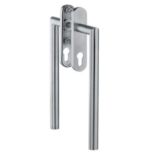 Balkona durvju rokturis, slēdzams, ovāla uzlika, nerūs.tērauds