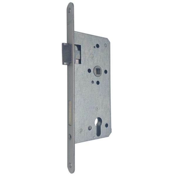154 1/2-PZ Mortise lock 65/92, faceplate 20 mm rounded, titanium, right